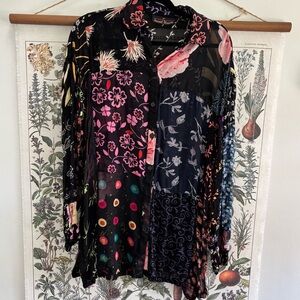 Sacred Threads Multicolor Floral Patchwork Blouse M/L